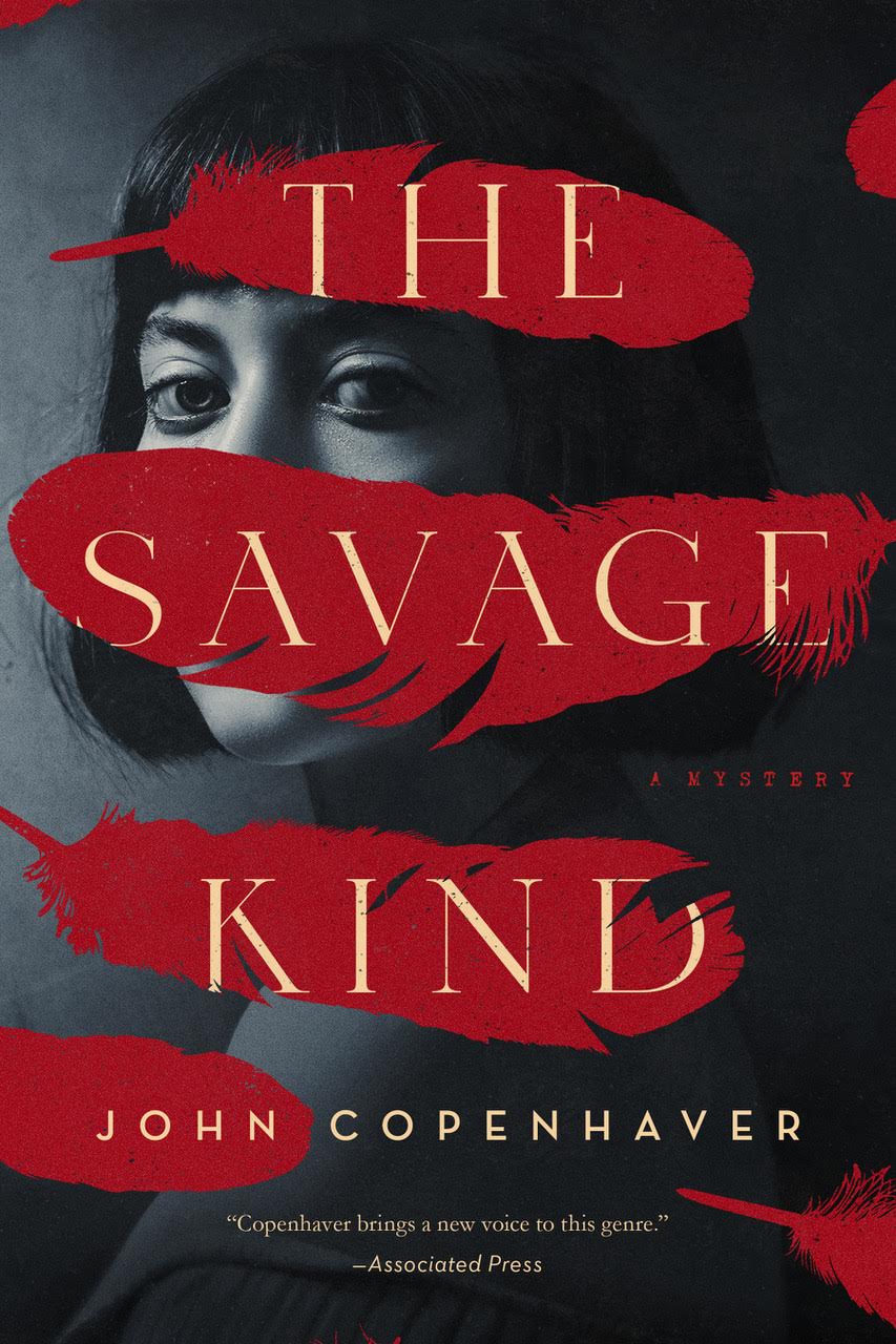 Cover of The Savage Kind by John Copenhaver. Woman in Black and White photo looking at reader.