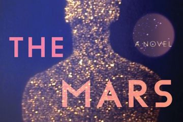 The Mars House Cover; A person's silhouette formed of gold flecks, on top of a galaxy-themed backdrop.