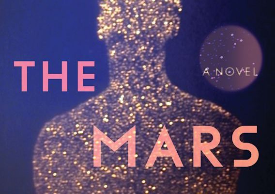 The Mars House Cover; A person's silhouette formed of gold flecks, on top of a galaxy-themed backdrop.